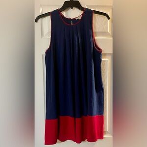 Umgee Navy Dress with Red Hem and Trim